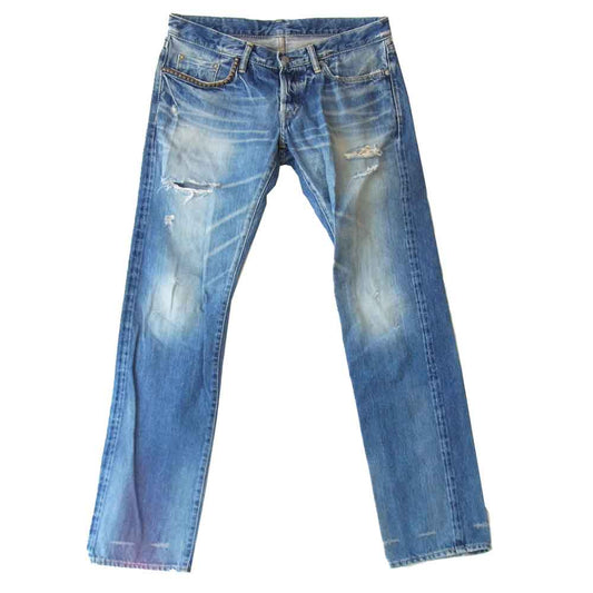 HYSTERIC GLAMOUR ヒステリックグラマー ダメージ スタッズ デニム パンツ インディゴブルー系 32【中古】