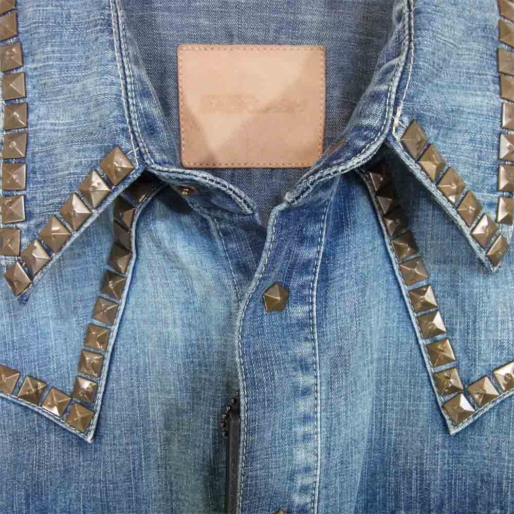 バックラッシュ 1075-06 スタッズ ヴィンテージ加工 ウエスタン デニム ボタン シャツ インディゴブルー系 L【美品】【中古】