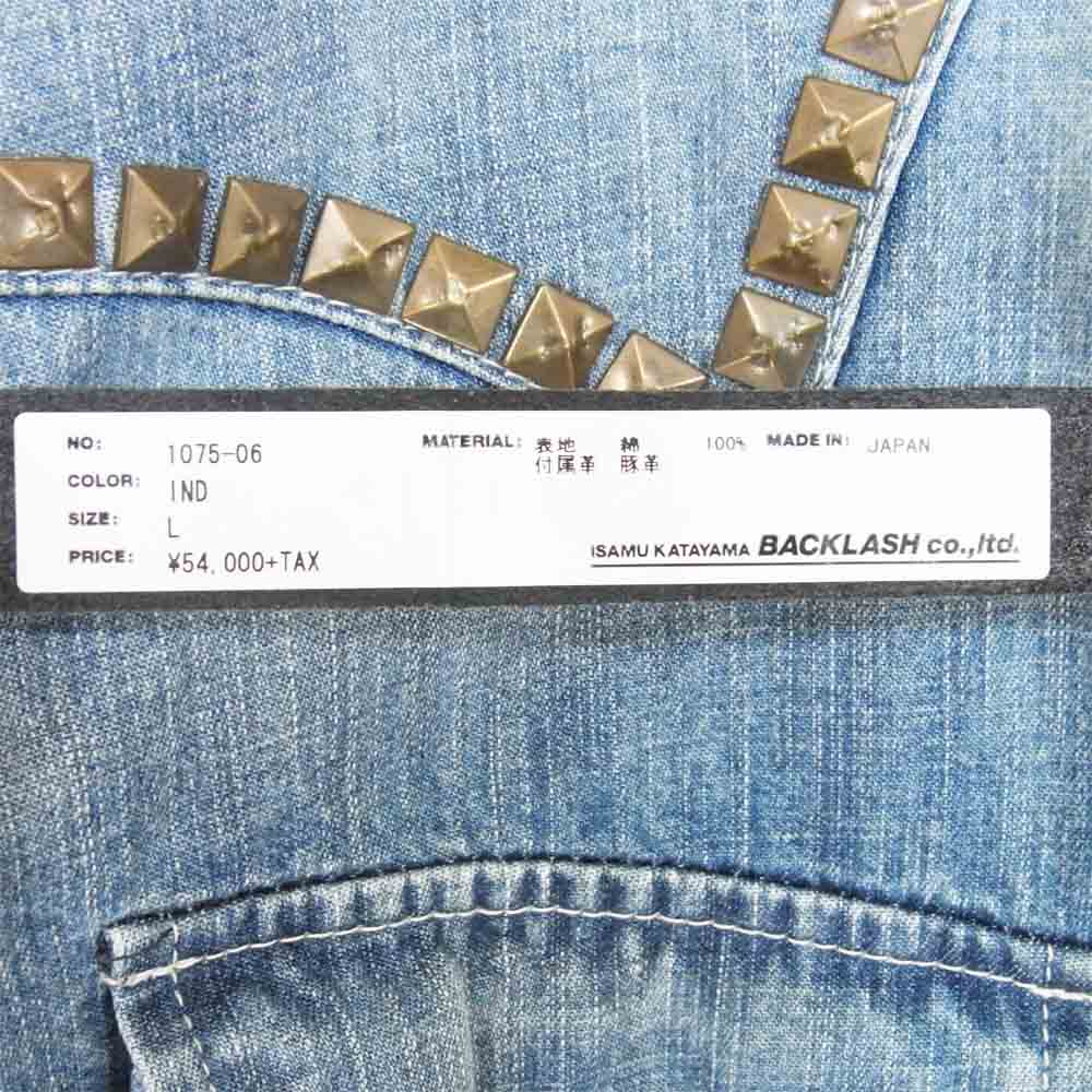バックラッシュ 1075-06 スタッズ ヴィンテージ加工 ウエスタン デニム ボタン シャツ インディゴブルー系 L【美品】【中古】
