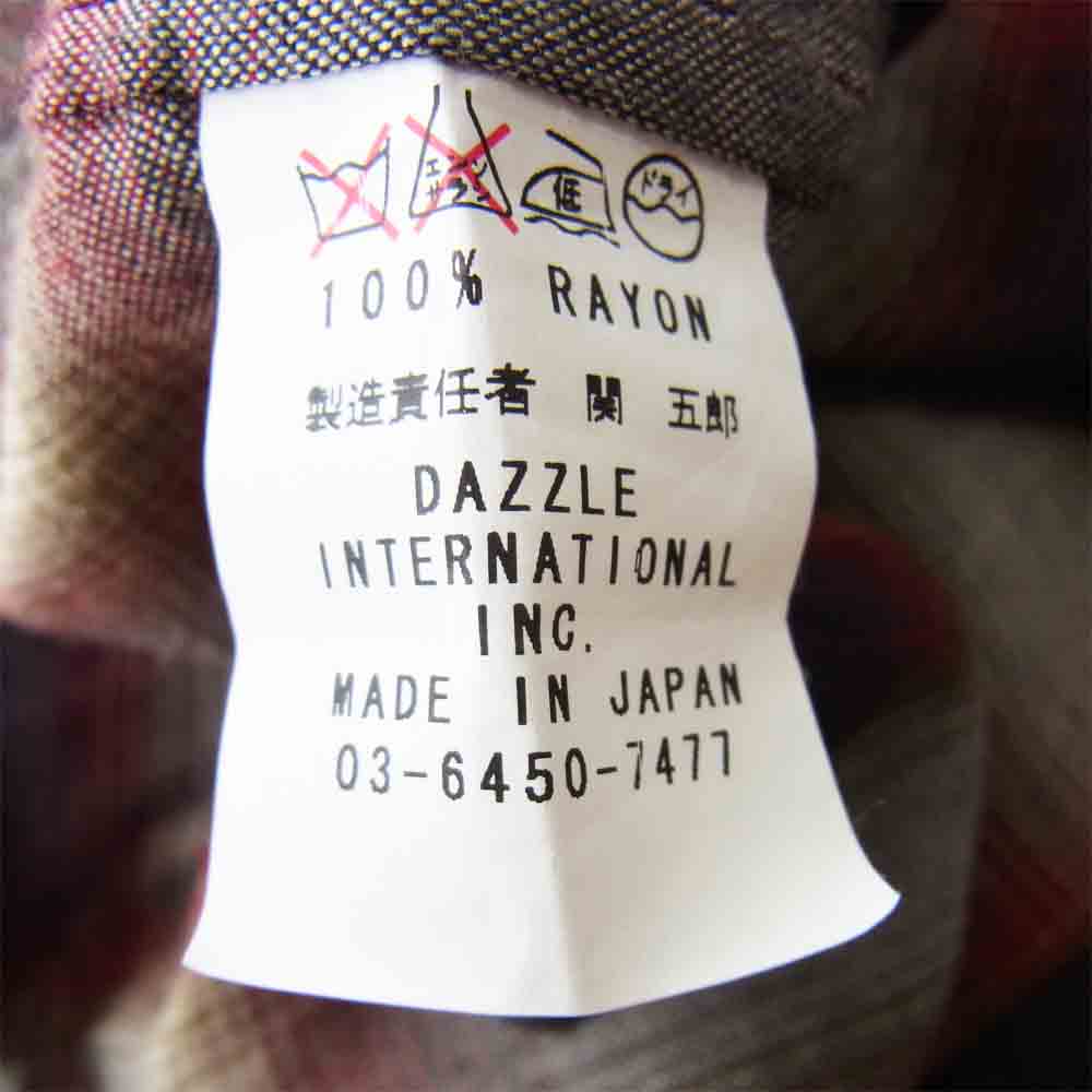 ドライボーンズ オンブレチェック レーヨン オープンカラー 開襟 長袖 シャツ エンジ系 S【中古】