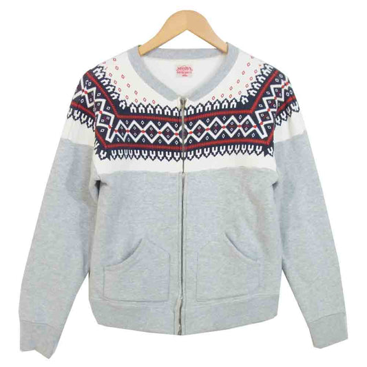 The REAL McCOY'S ザリアルマッコイズ ノルディック 雪柄 ジップ スウェット カーディガン グレー系 S【中古】