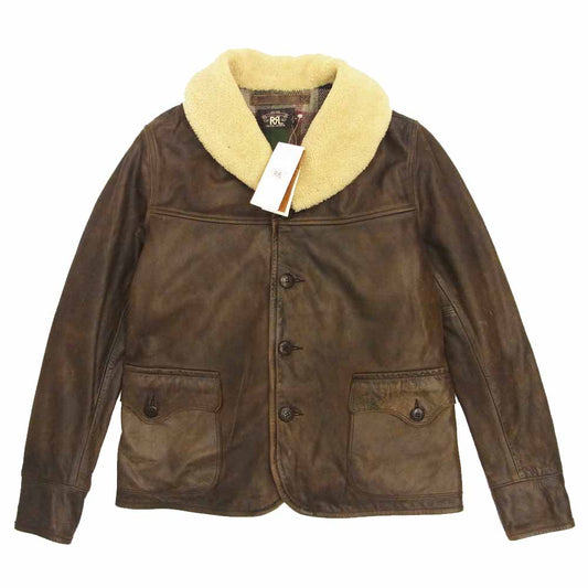 RRL ダブルアールエル 国内正規品 シアリング ランチコート レザー ダークブラウン系【極上美品】【中古】