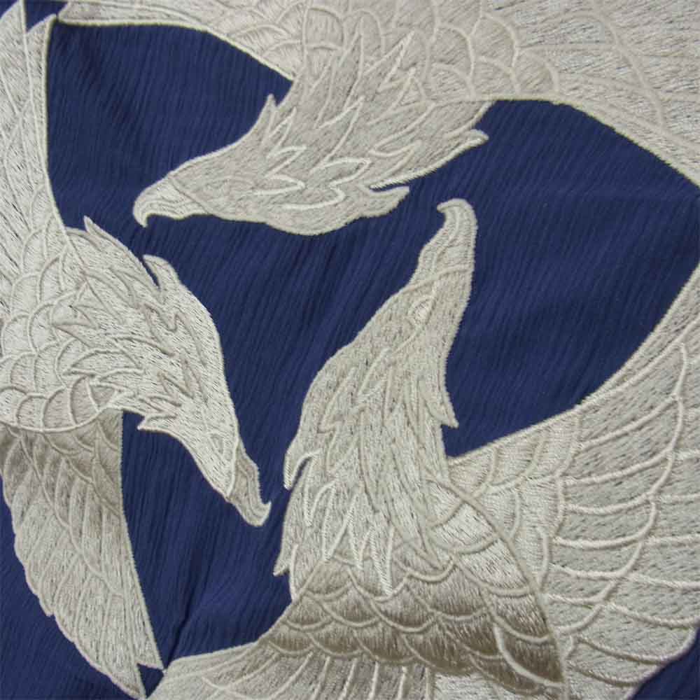 CALEE キャリー バック 刺繍 半袖シャツ ブルー系 XL【中古】