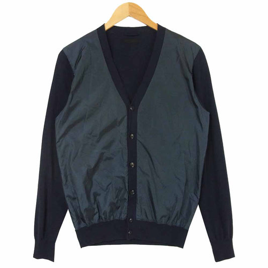 junhashimoto ジュンハシモト KNT019 1091510019 COMBINATION KNIT C/D コンバット ニット ナイロン 切り返し カーディガン ダークネイビー系 3【美品】【中古】