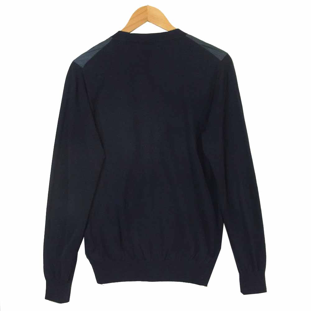 junhashimoto ジュンハシモト KNT019 1091510019 COMBINATION KNIT C/D コンバット ニット ナイロン 切り返し カーディガン ダークネイビー系 3【美品】【中古】