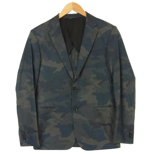 junhashimoto ジュンハシモト JKT014 1031510014 STAND COLOR JACKET カモ柄 スタンド カラー 3B テーラード ジャケット グレイッシュブルー系 3【美品】【中古】