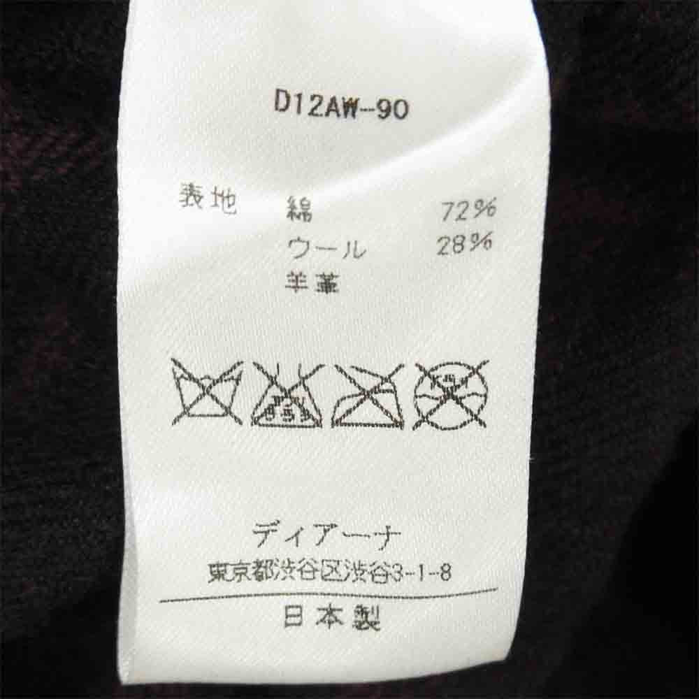 ディアーナ D12AW-90 レザー ポケット チェック 長袖 シャツ パープル系 2【中古】