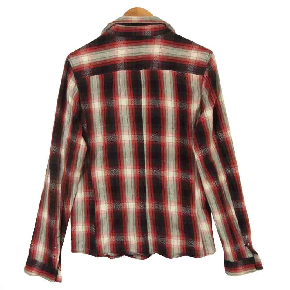 junhashimoto ジュンハシモト SHT014OHE05 HOOK SHIRTS original nel シワ加工 フック オリジナル ネル チェック 長袖 シャツ レッド系 3【中古】