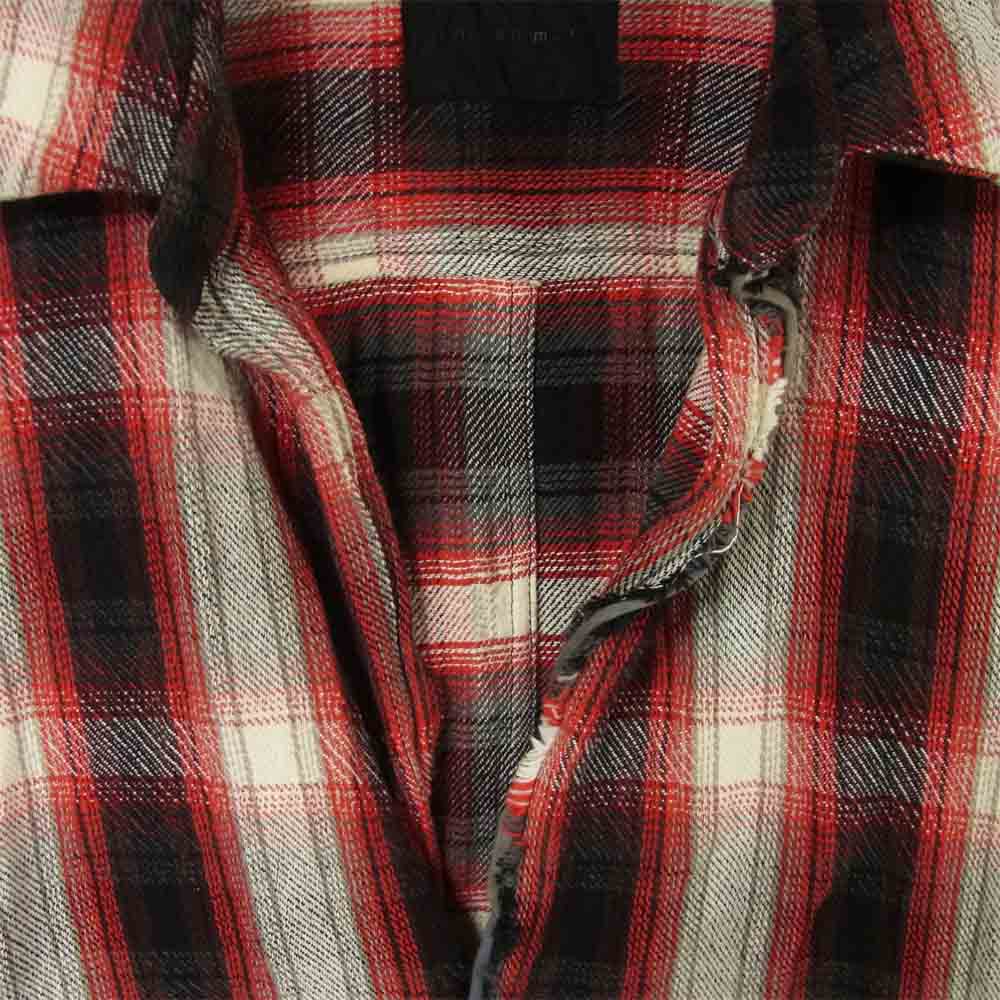 junhashimoto ジュンハシモト SHT014OHE05 HOOK SHIRTS original nel シワ加工 フック オリジナル ネル チェック 長袖 シャツ レッド系 3【中古】
