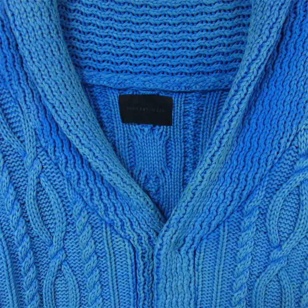 junhashimoto ジュンハシモト 1091510003 SANDBLAST SHAWL COLLAR CARDIGAN サンドブラスト ショール カラー カーディガン ブルー系 2【美品】【中古】