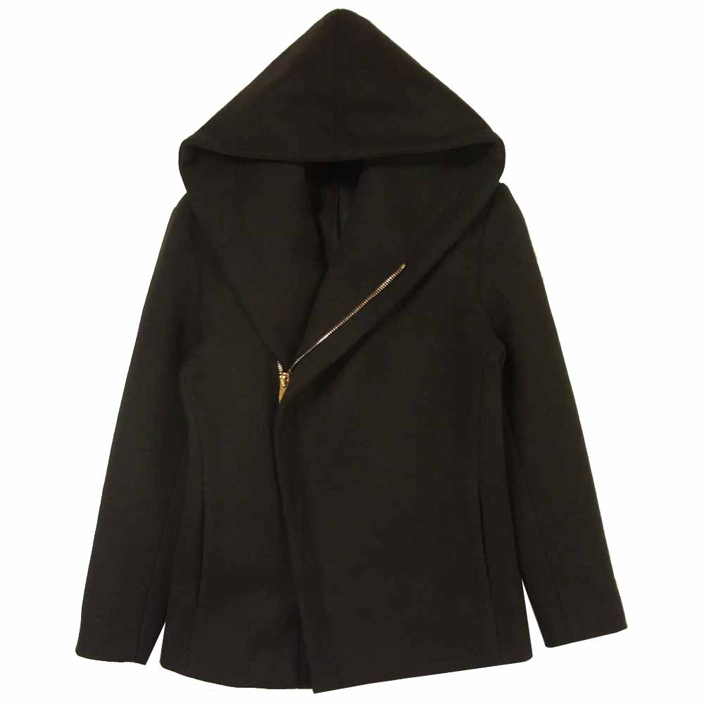 junhashimoto ジュンハシモト 1011922022 SHORT WRAP COAT ウール ショート ラップ コート ブラック系 3【美品】【中古】