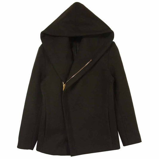 junhashimoto ジュンハシモト 1011922022 SHORT WRAP COAT ウール ショート ラップ コート ブラック系 3【美品】【中古】