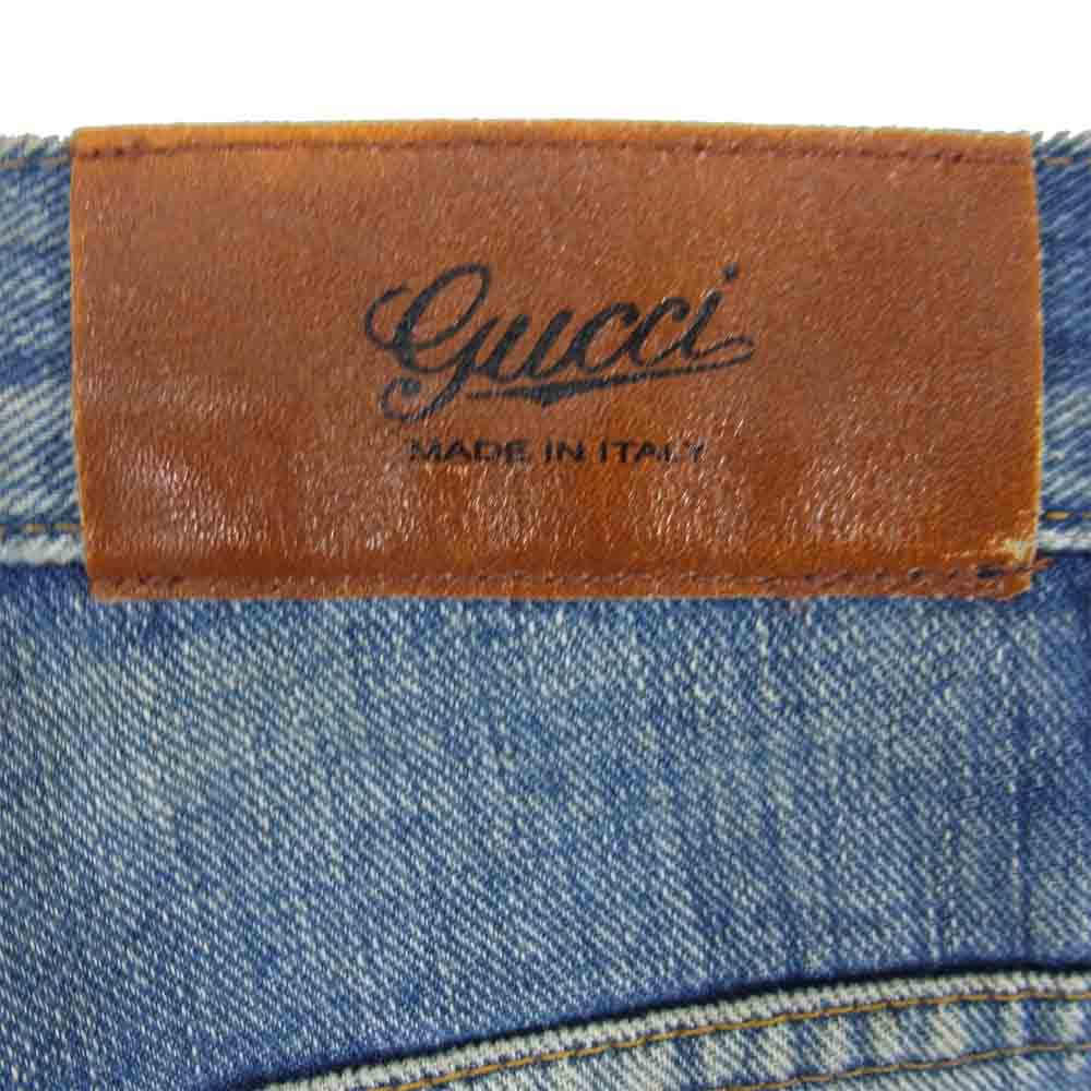 GUCCI グッチ 161394-Z1915 国内正規品 USED加工 ボタンフライ デニム パンツ インディゴブルー系 44【中古】