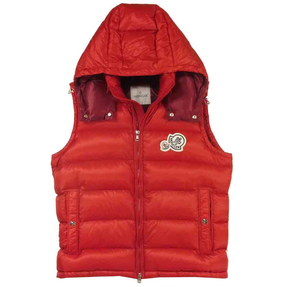 MONCLER モンクレール GERS GILET ジレ ダブルワッペン ダウン ベスト ブルガリア製 レッド系 4【中古】