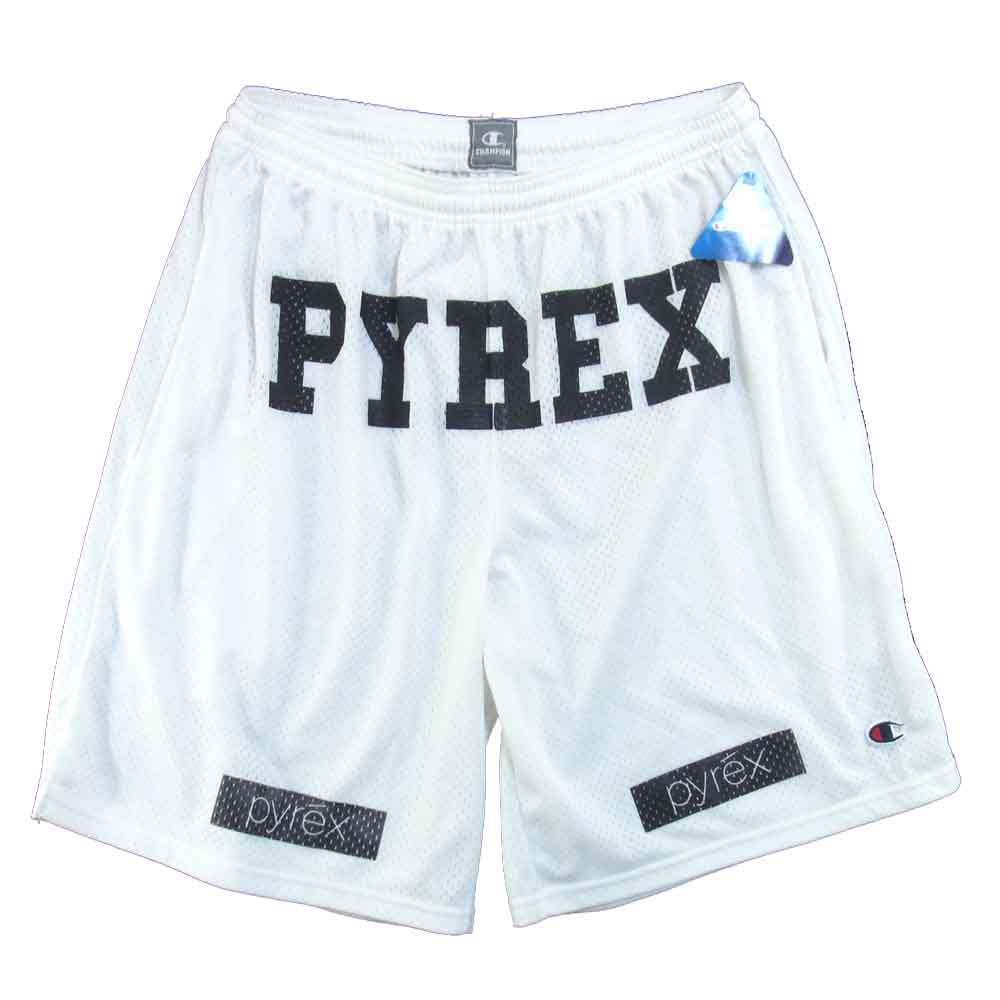 パイレックスビジョン CHAMPION チャンピオン ナンバリング プリント メッシュ ショーツ ハーフパンツ ホワイト系 L【中古】
