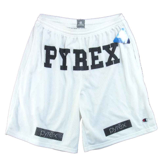 パイレックスビジョン CHAMPION チャンピオン ナンバリング プリント メッシュ ショーツ ハーフパンツ ホワイト系 L【中古】
