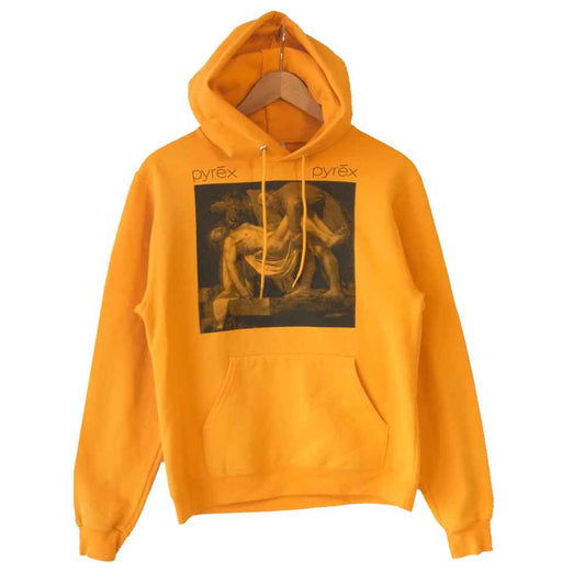 パイレックスビジョン CHAMPION チャンピオン ナンバリング 絵画 プリント 裏起毛 プルオーバー パーカー イエロー系 S【中古】