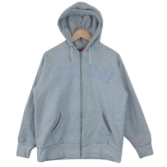 Supreme シュプリーム 17AW Arc Logo Thermal Zip Up Sweatshirt アーチロゴ サーマル ジップアップ スウェット パーカー グレー系 M【中古】