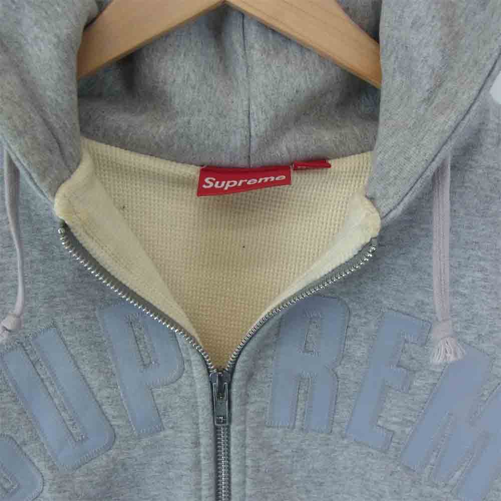 Supreme シュプリーム 17AW Arc Logo Thermal Zip Up Sweatshirt アーチロゴ サーマル ジップアップ スウェット パーカー グレー系 M【中古】