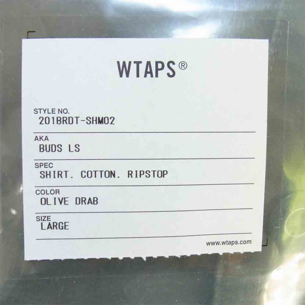 WTAPS ダブルタップス 20SS 201BRDT-SHM02 BUDS LS/SHIRT バッツ ミリタリーシャツ OLIVE DRAB L【新古品】【未使用】【中古】