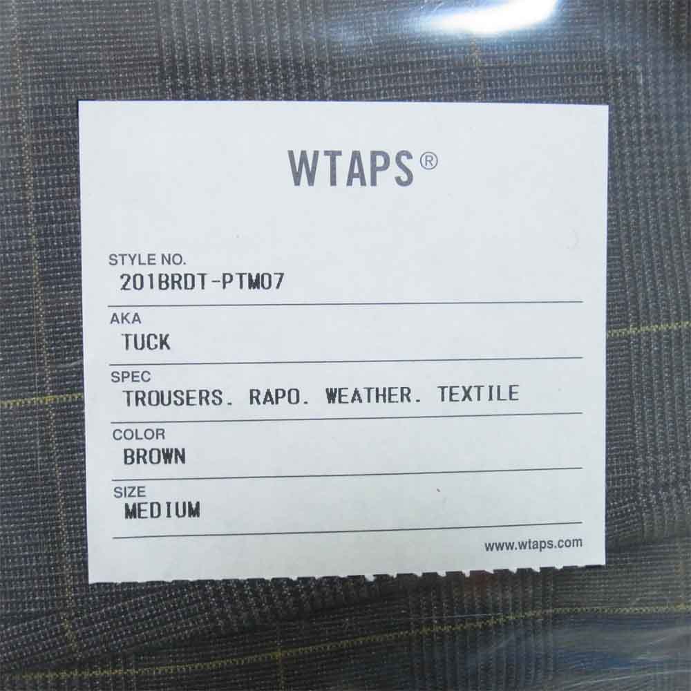 WTAPS ダブルタップス 20SS 201BRDT-PTM07 TUCK TROUSERS タック トラウザーズ パンツ ブラウン系 M【新古品】【未使用】【中古】