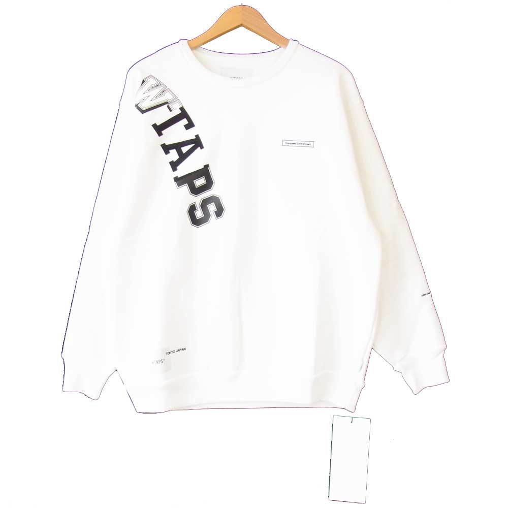 WTAPS ダブルタップス 20AW 202ATDT-CSM18 KATZ CREW NECK SWEATSHIRTS ロゴクルーネックスウェットシャツ ホワイト系 3【新古品】【未使用】【中古】