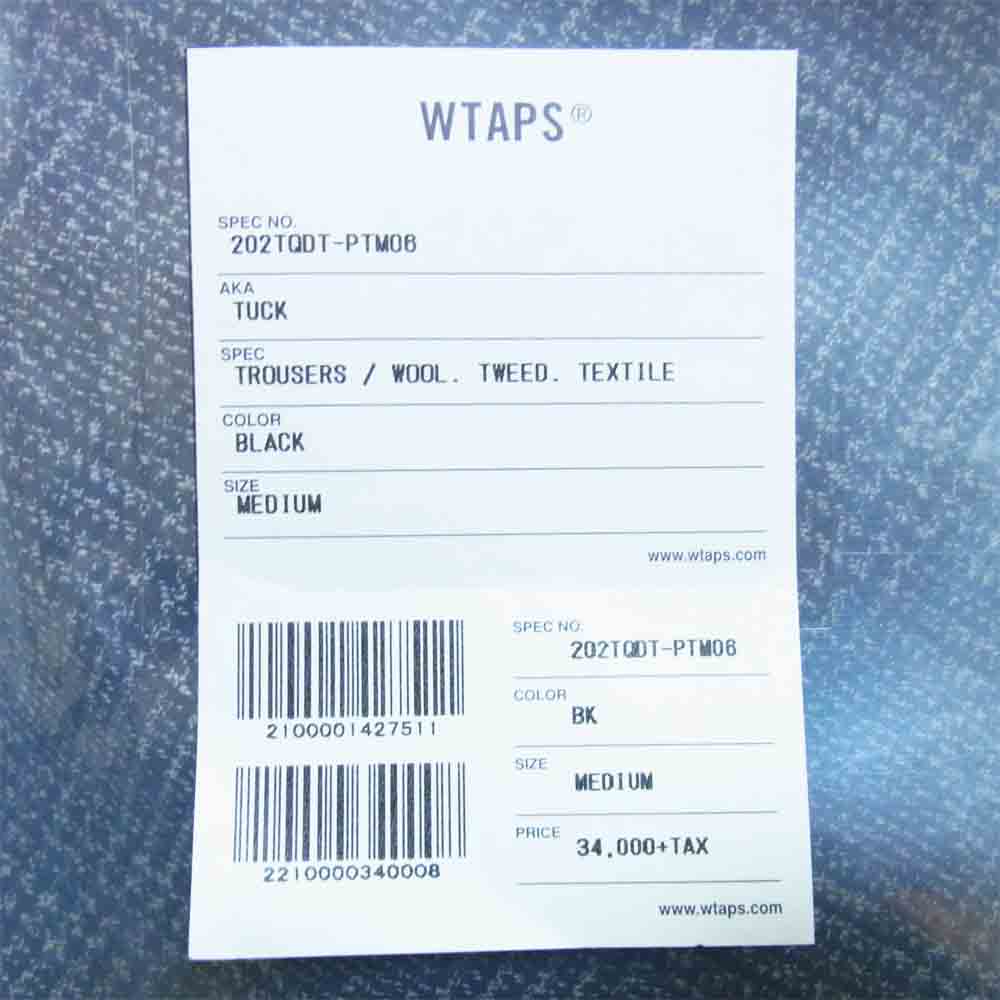 WTAPS ダブルタップス 20AW 202TQDT-PTM06 TUCK TROUSERS タック トラウザーズ パンツ ブラック系 M【新古品】【未使用】【中古】