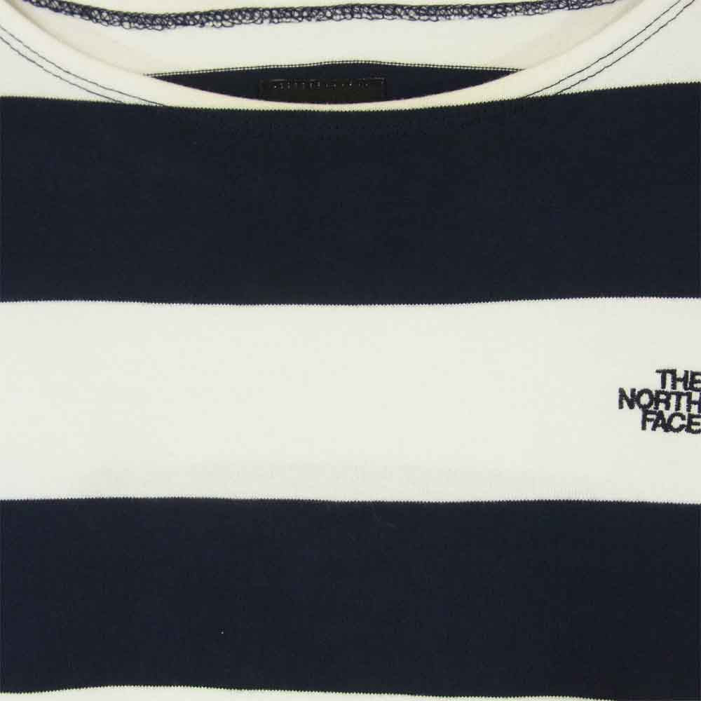 THE NORTH FACE ノースフェイス NT61407 Low Count Border Tee ロー カウント ボーダー 長袖 Tシャツ ネイビー系 ホワイト系 XL【中古】