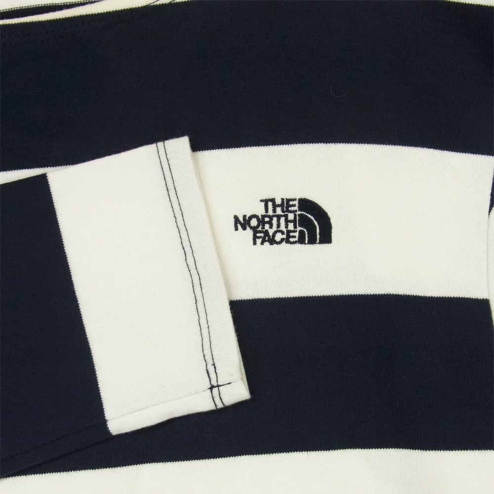 THE NORTH FACE ノースフェイス NT61407 Low Count Border Tee ロー カウント ボーダー 長袖 Tシャツ ネイビー系 ホワイト系 XL【中古】