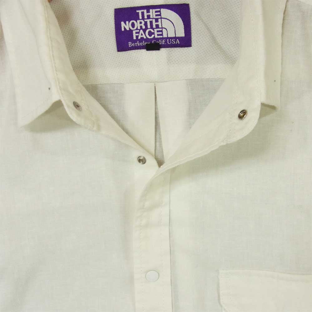 THE NORTH FACE ノースフェイス NT3609N PURPLE LABEL パープル レーベル リネン 半袖 シャツ オフホワイト系 L【中古】