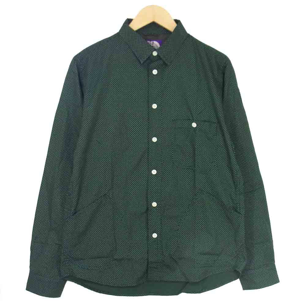 THE NORTH FACE ノースフェイス NT3260N PURPLE LABEL パープル レーベル ドット 長袖 シャツ グリーン系 L【中古】
