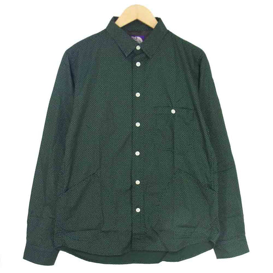 THE NORTH FACE ノースフェイス NT3260N PURPLE LABEL パープル レーベル ドット 長袖 シャツ グリーン系 L【中古】
