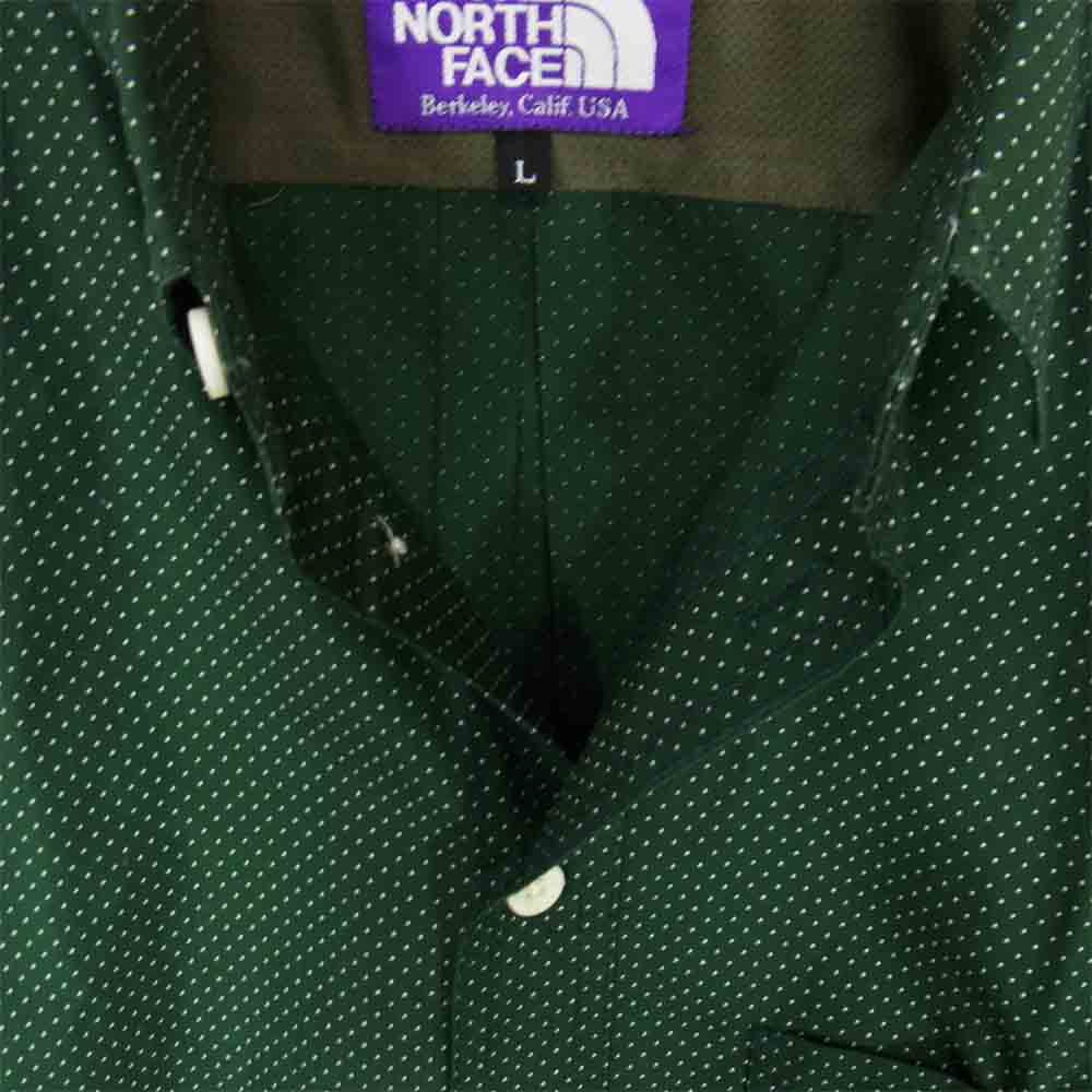 THE NORTH FACE ノースフェイス NT3260N PURPLE LABEL パープル レーベル ドット 長袖 シャツ グリーン系 L【中古】