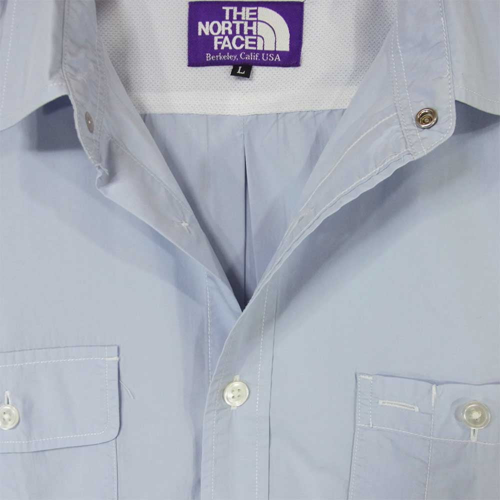 THE NORTH FACE ノースフェイス NT3450N PURPLE LABEL パープル レーベル STRETCH BROAD SHIRT ストレッチ ブロード シャツ ライトブルー系 L【中古】