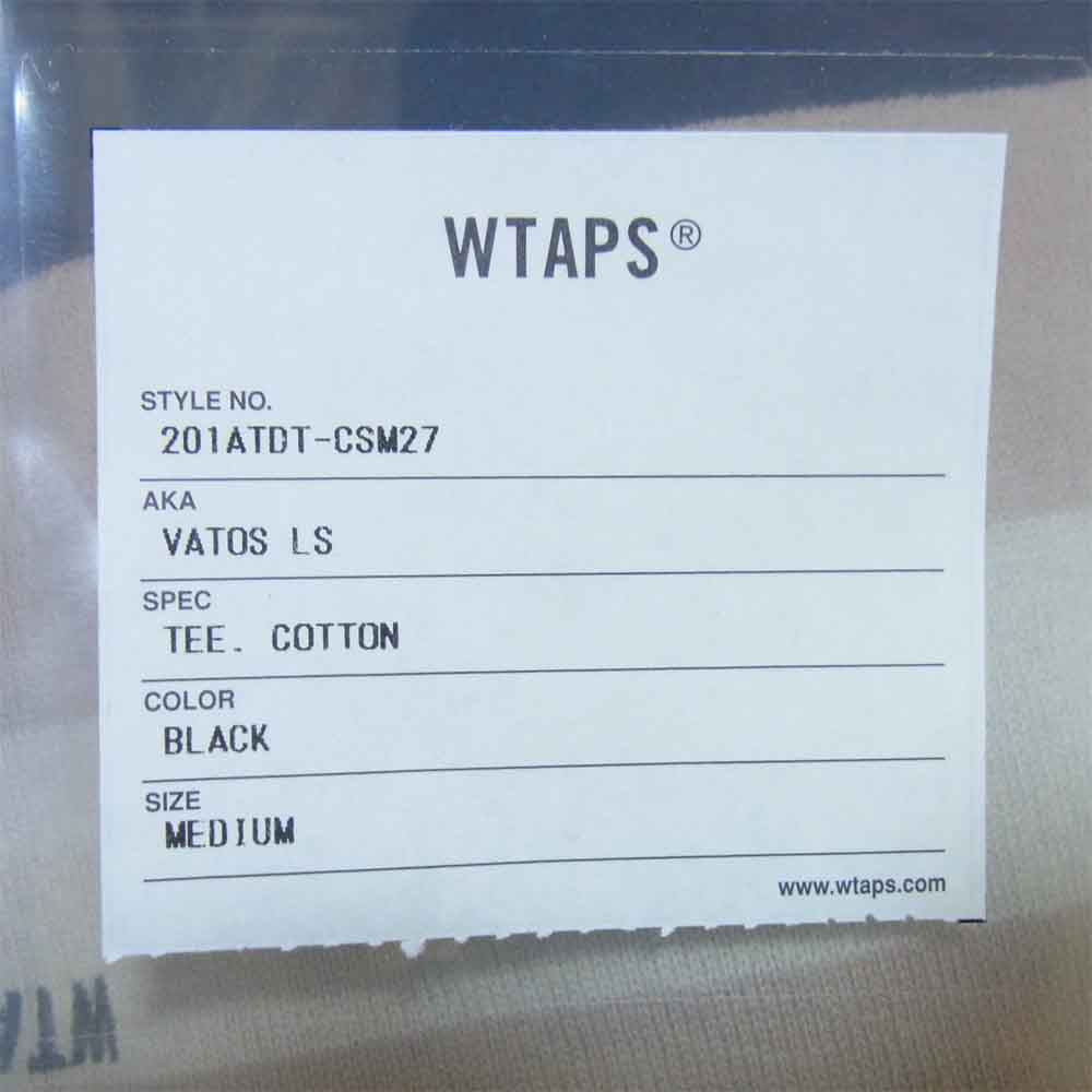 WTAPS ダブルタップス 20SS 201ATDT-CSM27 Long Sleeve Vatos Tee ロングスリーブカットソー ブラック系 M【新古品】【未使用】【中古】