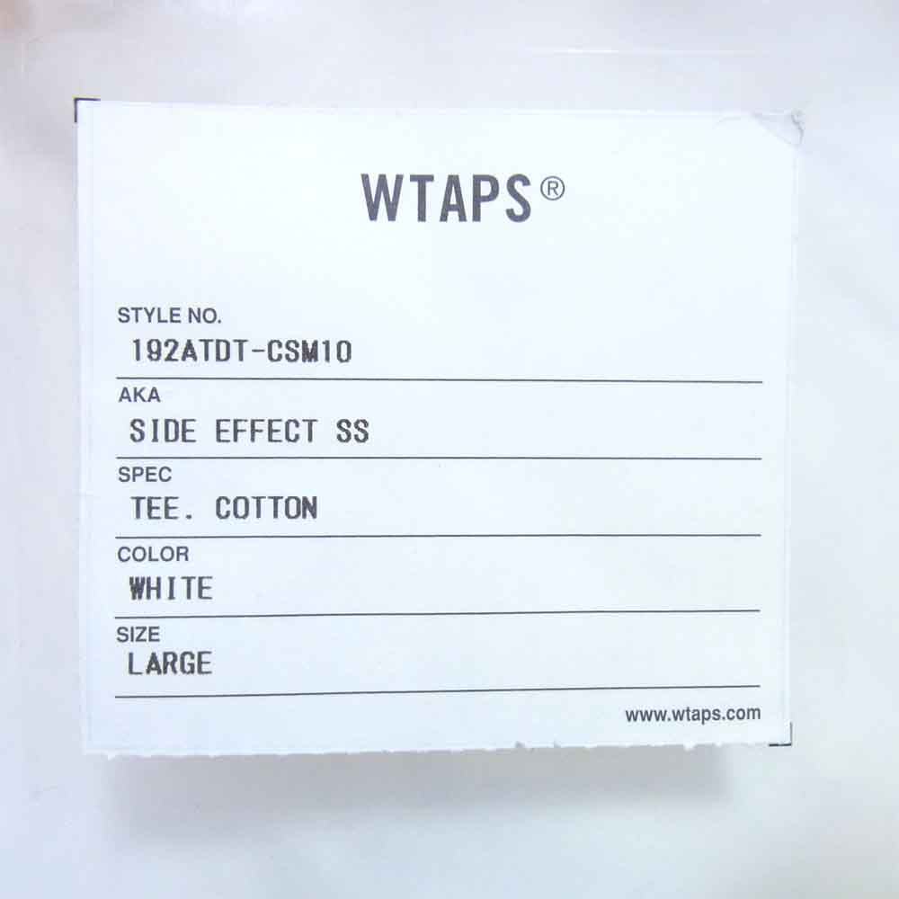WTAPS ダブルタップス 19AW 192ATDT-CSM10  SIDE EFFECT SS TEE サイド エフェクト Tシャツ ホワイト系 L【新古品】【未使用】【中古】