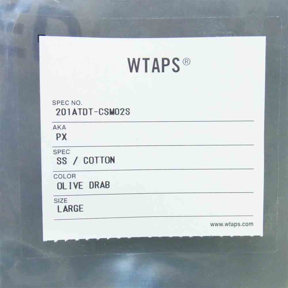 WTAPS ダブルタップス 20SS 201ATDT-CSM02S PX TEE ロゴプリント Tシャツ OLIVE DRAB L【新古品】【未使用】【中古】