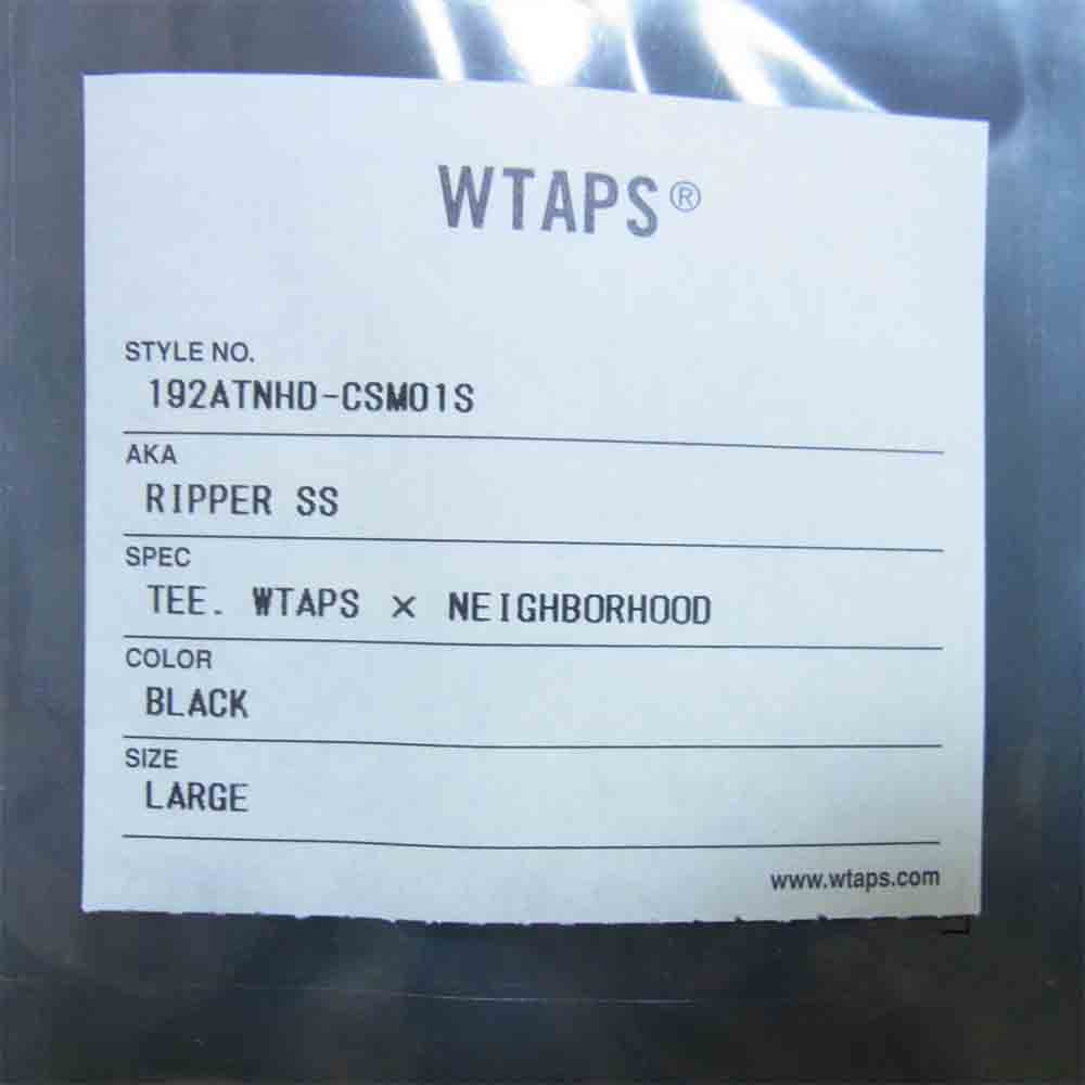 WTAPS ダブルタップス 192ATNHD-CSM01S × ネイバーフッド NEIGHBORHOOD RIPPER SS リッパー ブラック系 3【新古品】【未使用】【中古】