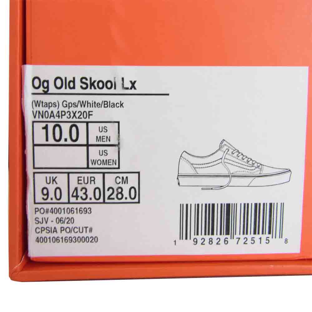 WTAPS ダブルタップス VN0A4P3X20F × バンズ VANS OG OLD SKOOL LX オールドスクール ローカット Gps × White × Black 28cm【新古品】【未使用】【中古】