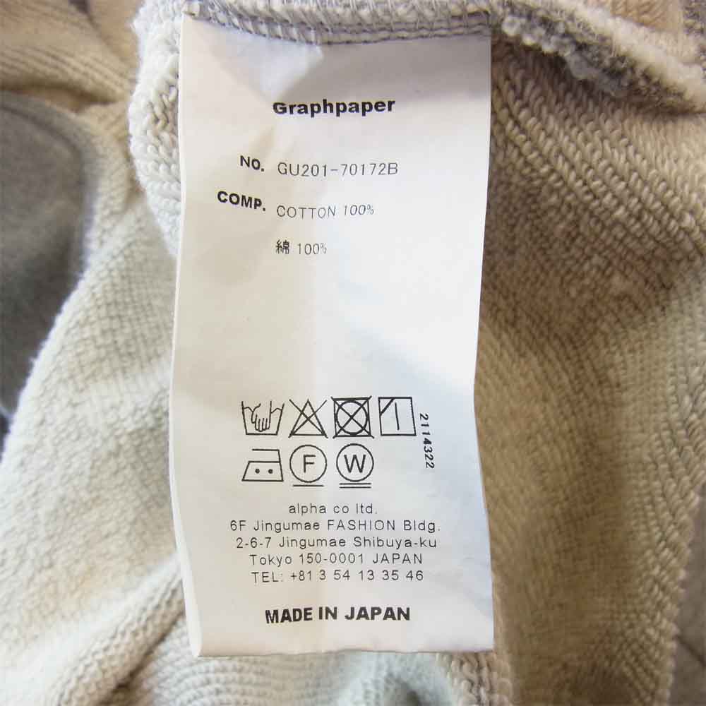 GRAPHPAPER グラフペーパー GU201-70172B × ループウィラー LOOPWHEELER Full-Zip Parka フルジップ パーカー グレー系 グレー系 2【美品】【中古】