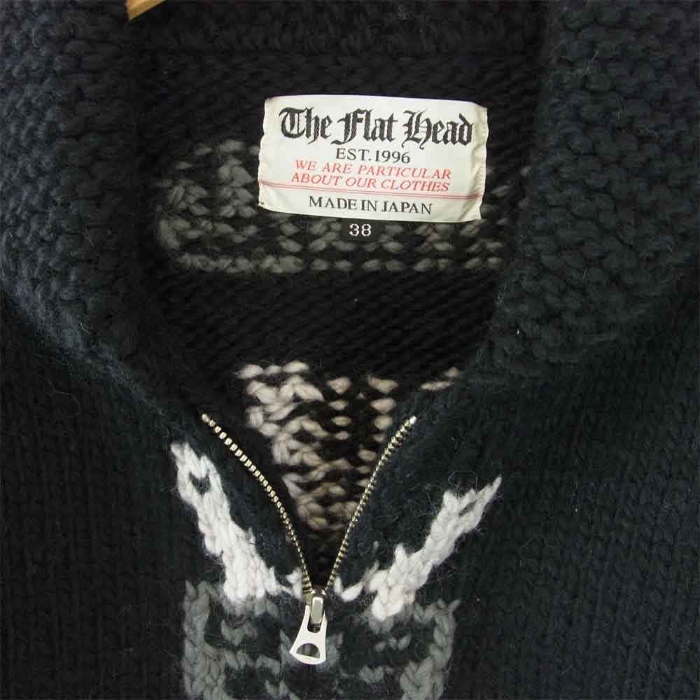 THE FLAT HEAD ザフラットヘッド FN-0C-WC001 未使用 COWICHAN SWEATER カウチンセーター ブラック系 38【極上美品】【中古】