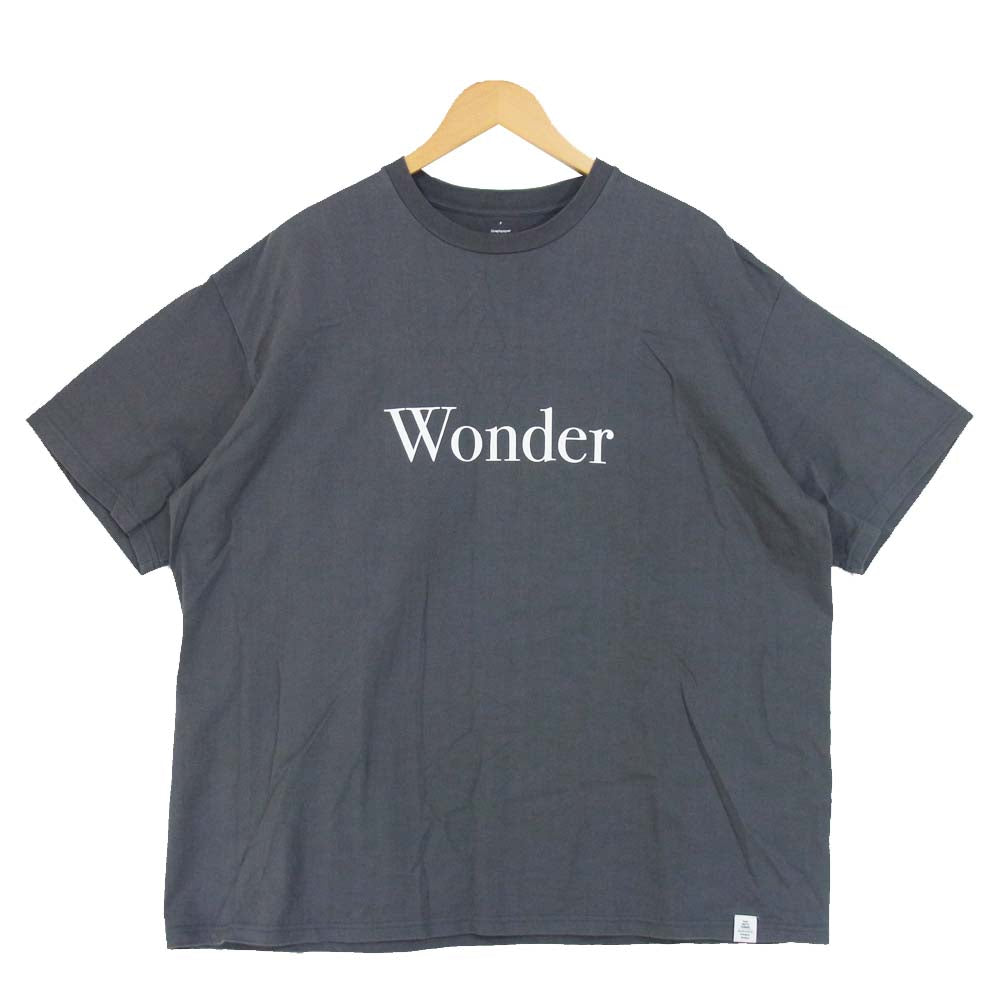 GRAPHPAPER グラフペーパー POET MEETS DUBWISE ポエットミーツダブワイズ ビッグシルエット 沈黙詩人 Wonder プリント Tシャツ チャコール系 F【美品】【中古】