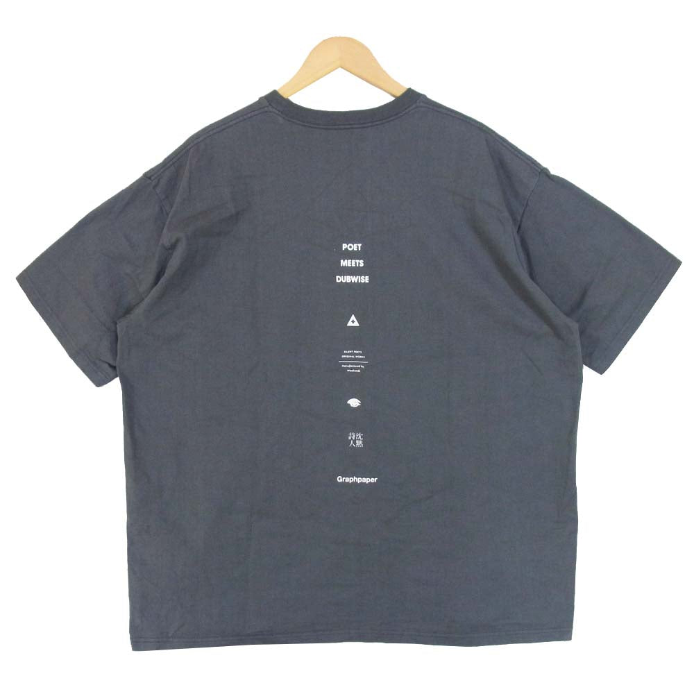 GRAPHPAPER グラフペーパー POET MEETS DUBWISE ポエットミーツダブワイズ ビッグシルエット 沈黙詩人 Wonder プリント Tシャツ チャコール系 F【美品】【中古】