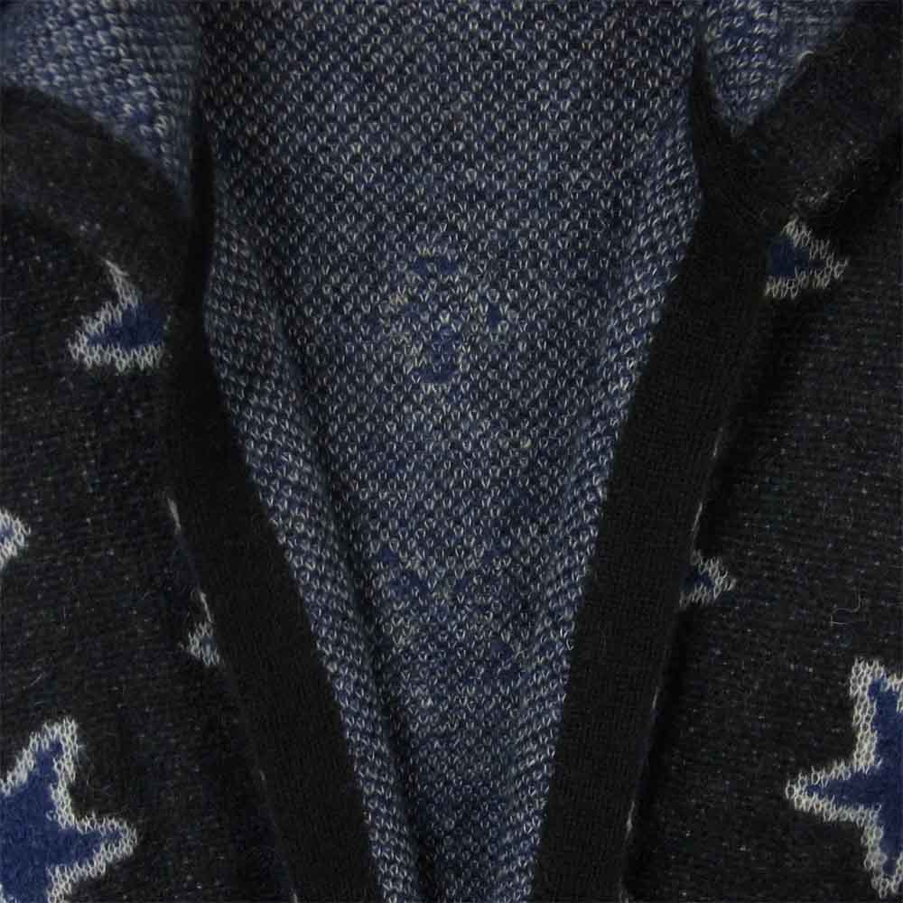 SAINT LAURENT サンローラン 457124 モヘヤ混 星柄 ニット フード カーディガン ダークネイビー系 XS【美品】【中古】