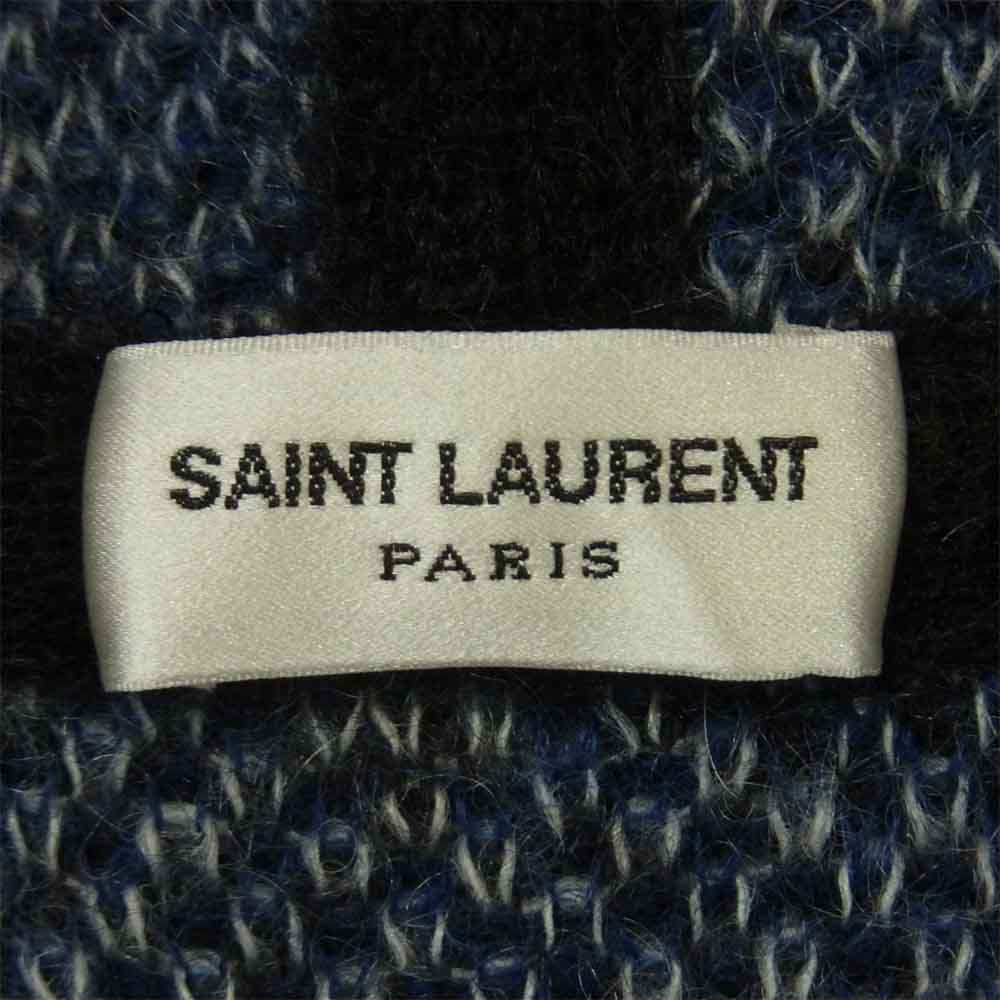 SAINT LAURENT サンローラン 457124 モヘヤ混 星柄 ニット フード カーディガン ダークネイビー系 XS【美品】【中古】