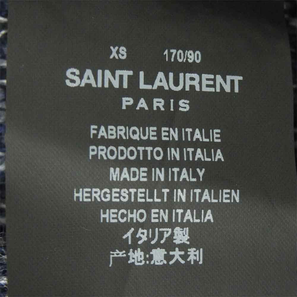 SAINT LAURENT サンローラン 457124 モヘヤ混 星柄 ニット フード カーディガン ダークネイビー系 XS【美品】【中古】
