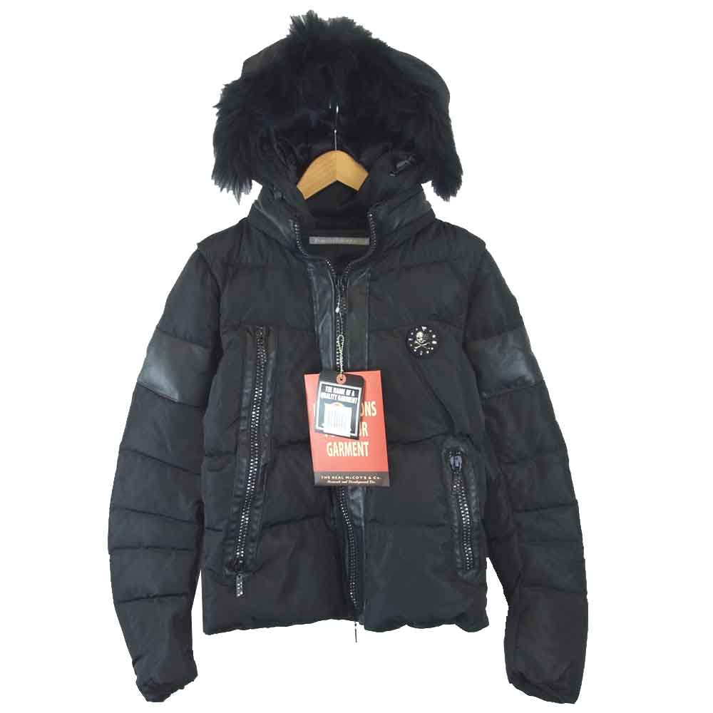 FranCisT_MOR.K.S. フランシストモークス レザー切替 スワロフスキー ダウン ジャケット  ブラック系 38【美品】【中古】