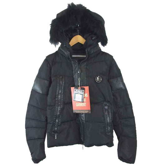 FranCisT_MOR.K.S. フランシストモークス レザー切替 スワロフスキー ダウン ジャケット  ブラック系 38【美品】【中古】