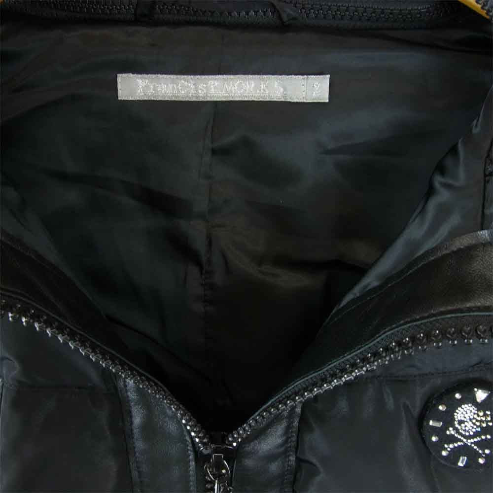FranCisT_MOR.K.S. フランシストモークス レザー切替 スワロフスキー ダウン ジャケット  ブラック系 38【美品】【中古】