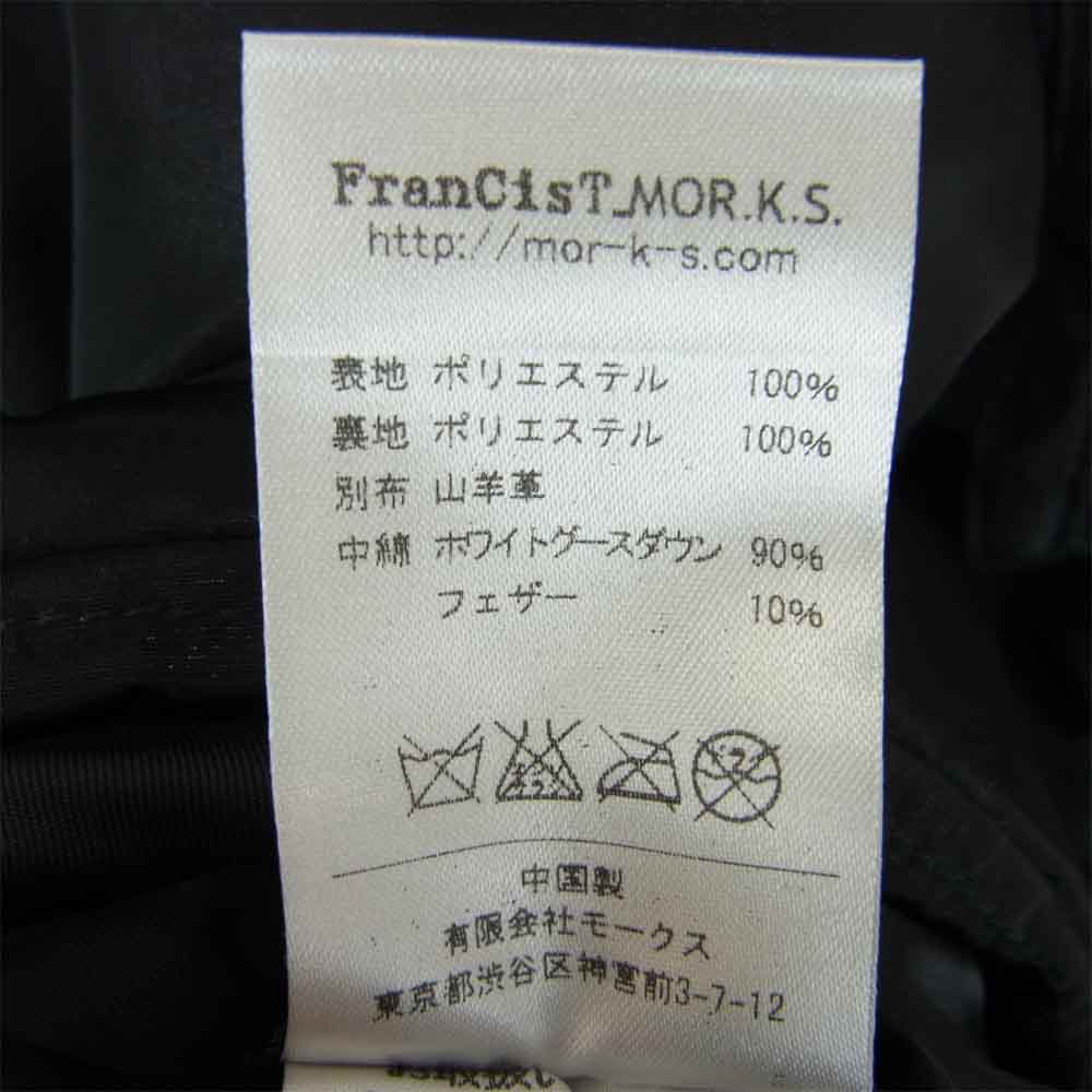 FranCisT_MOR.K.S. フランシストモークス レザー切替 スワロフスキー ダウン ジャケット  ブラック系 38【美品】【中古】